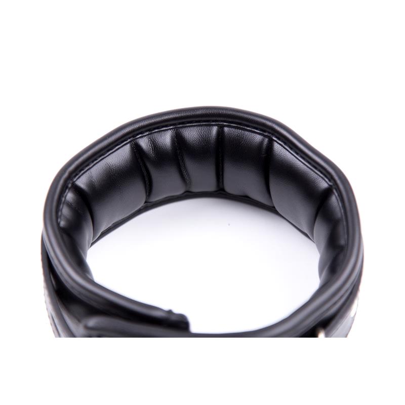 LATETOBED BDSM LINE - COLLAR WITH METAL LEASH AND PEDDED INTERIOR BLACK
