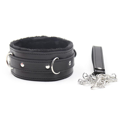 LATETOBED BDSM LINE - COLLAR WITH METAL LEASH BLACK