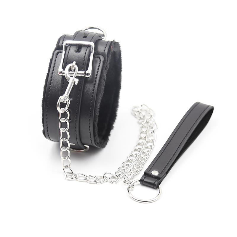 LATETOBED BDSM LINE - COLLAR WITH METAL LEASH BLACK