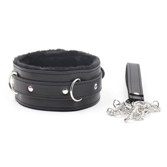 LATETOBED BDSM LINE - COLLAR WITH METAL LEASH BLACK