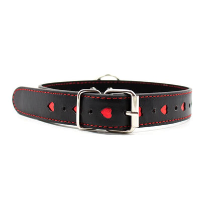 LATETOBED BDSM LINE - COLLAR WITH METAL LEASH BLACK/RED