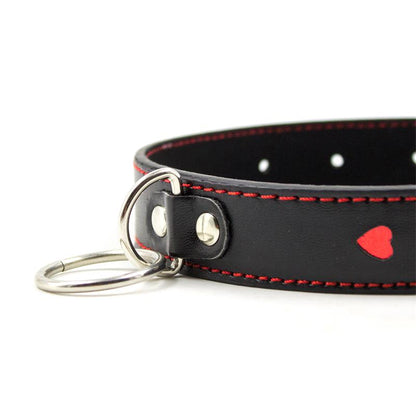 LATETOBED BDSM LINE - COLLAR WITH METAL LEASH BLACK/RED