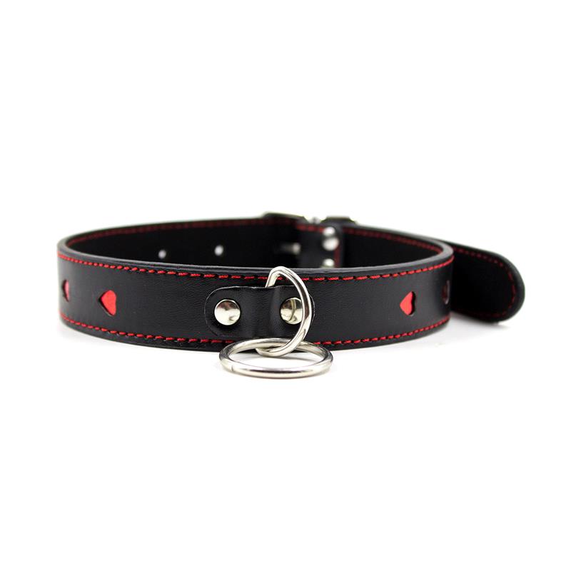 LATETOBED BDSM LINE - COLLAR WITH METAL LEASH BLACK/RED