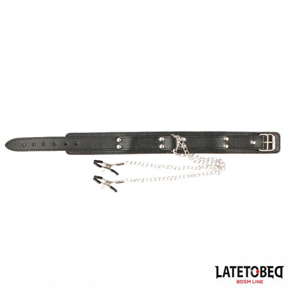 LATETOBED BDSM LINE - COLLAR WITH NIPPLE CLAMPS