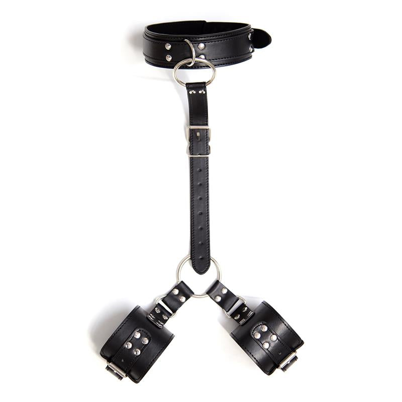 LATETOBED BDSM LINE - COLLAR WITH RESTRAINTS ADJUSTABLE BLACK