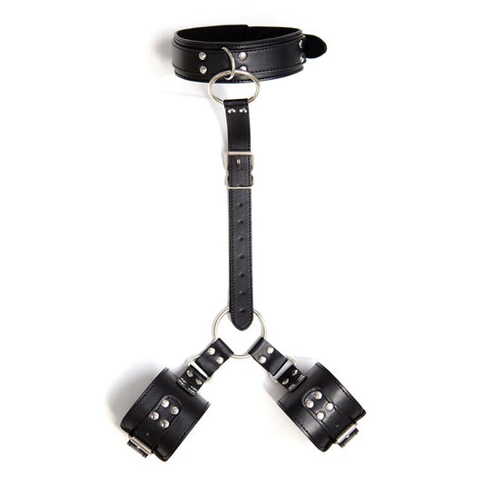 LATETOBED BDSM LINE - COLLAR WITH RESTRAINTS ADJUSTABLE BLACK