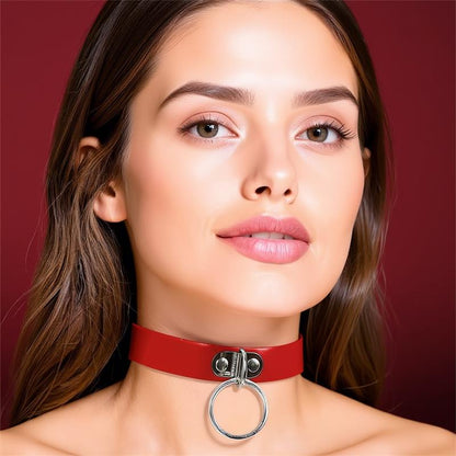 COQUETTE CHIC DESIRE - RED VEGAN LEATHER NECKLACE WOMAN FETISH ACCESSORY