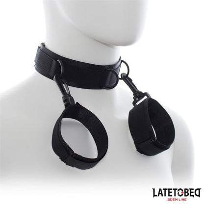 LATETOBED BDSM LINE - COLLAR WITH WRIST RESTRAINTS NYLON