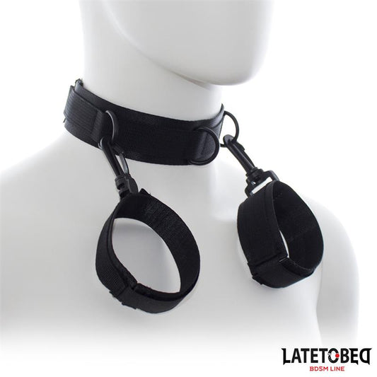 LATETOBED BDSM LINE - COLLAR WITH WRIST RESTRAINTS NYLON