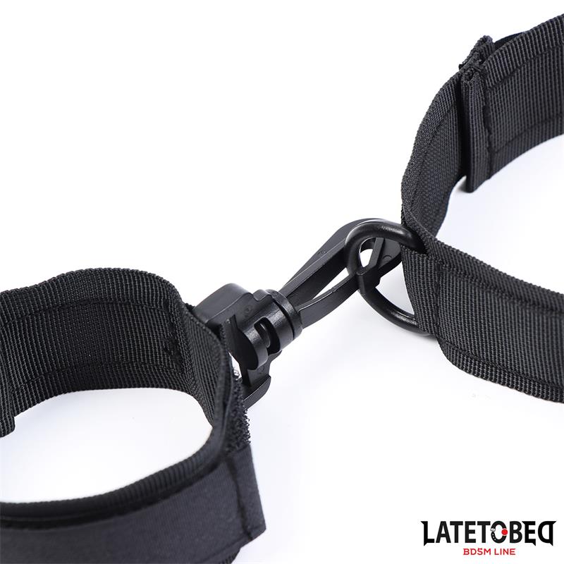 LATETOBED BDSM LINE - COLLAR WITH WRIST RESTRAINTS NYLON