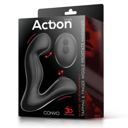 ACTION - CONVO PROSTATE MASSAGER WITH TAPPING AND FINGER WIGGLE FUNCTION