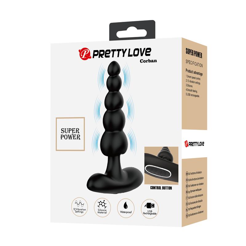PRETTY LOVE - CORBAN ANAL VIBRATOR 10 VIBRATIONS BLACK