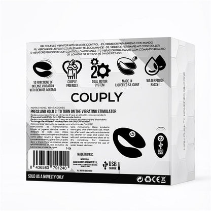 TARDENOCHE - COUPLY COUPLE TOY WITH REMOTE CONTROL USB UNIBODY LIQUID SILICONE