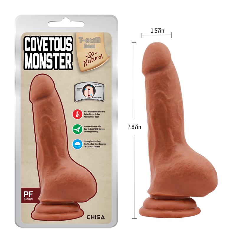 CHISA - DILDO DE DOBLE DENSIDAD COVETOUS MONSTER COLOR TAN 20 CM
