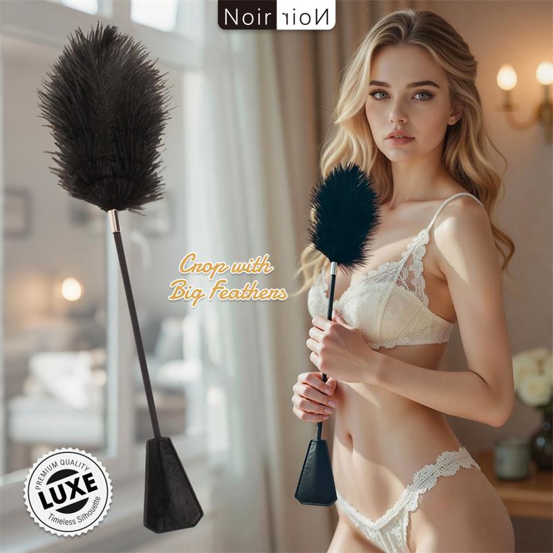 CHISA - CROP WITH BIG FEATHERS BLACK