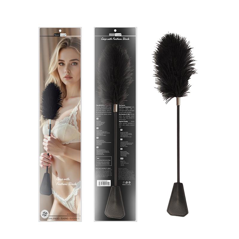 CHISA - CROP WITH FEATHERS BLACK