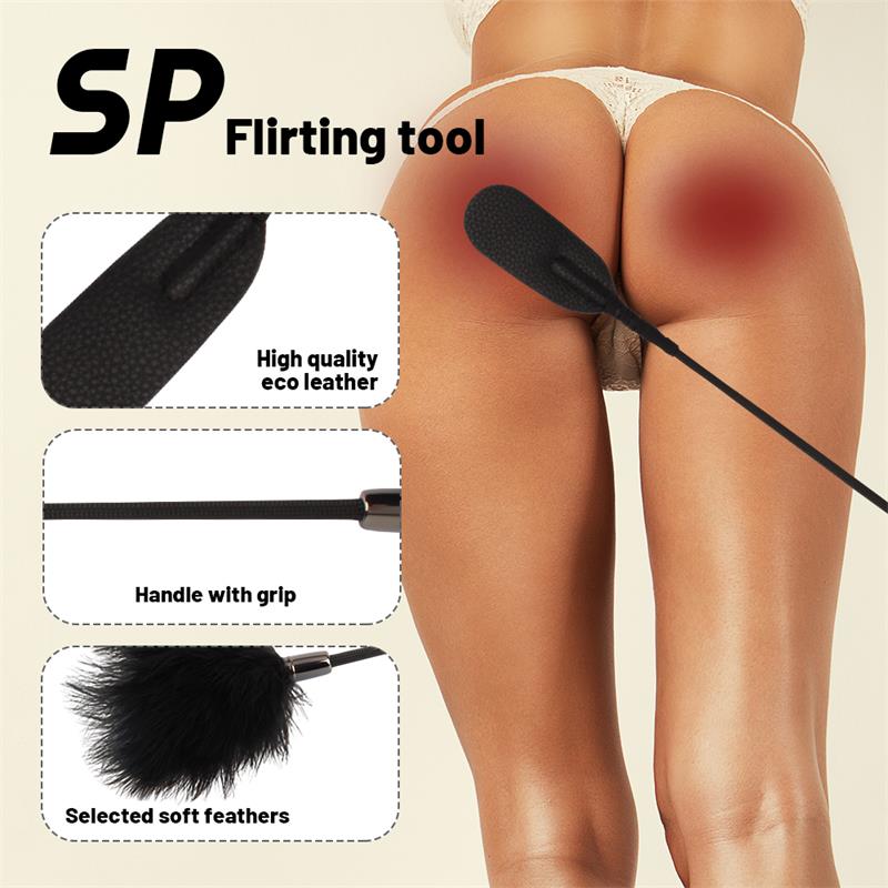 CHISA - CROP WITH TICKLE FEATHERS BLACK