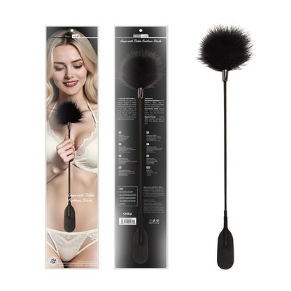 CHISA - CROP WITH TICKLE FEATHERS BLACK