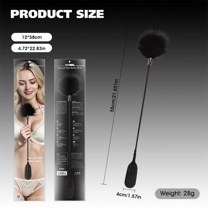 CHISA - CROP WITH TICKLE FEATHERS BLACK