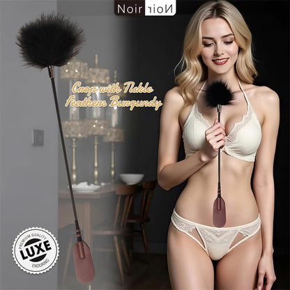 CHISA - CROP WITH TICKLE FEATHERS BURGUNDY