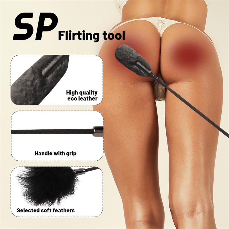 CHISA - CROP WITH TICKLE FEATHERS CRINKLE BLACK