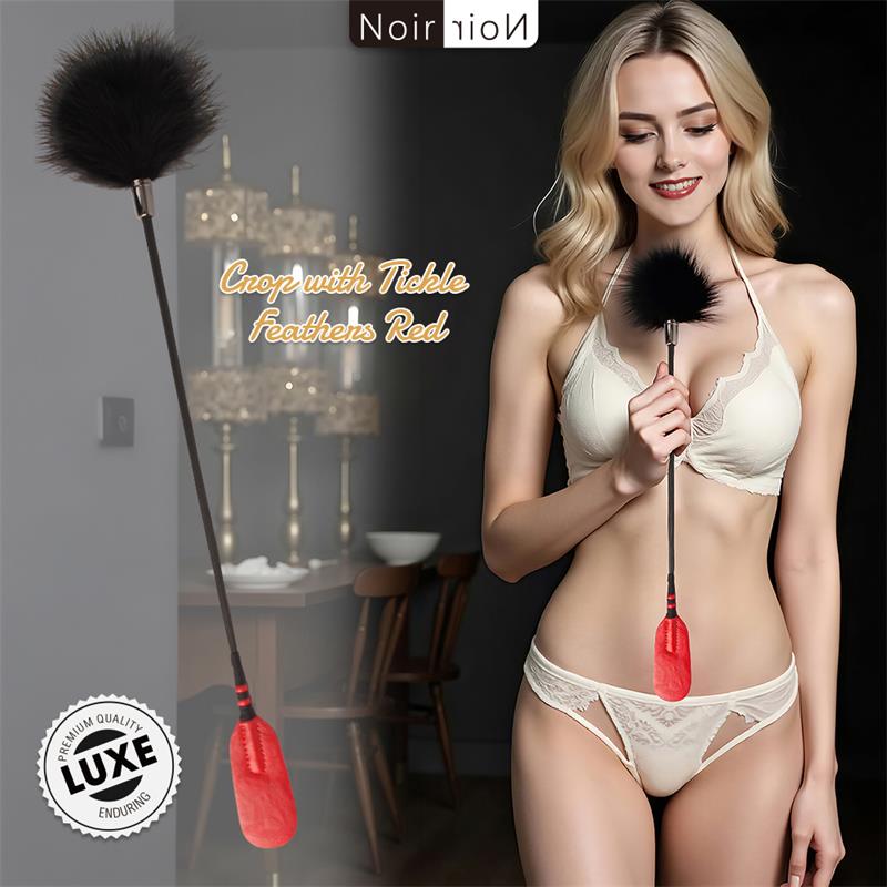 CHISA - CROP WITH TICKLE FEATHERS RED