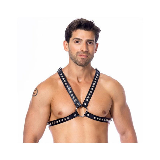 BONDAGE PLAY - CROSS ADJUSTABLE LEATHER HARNESS