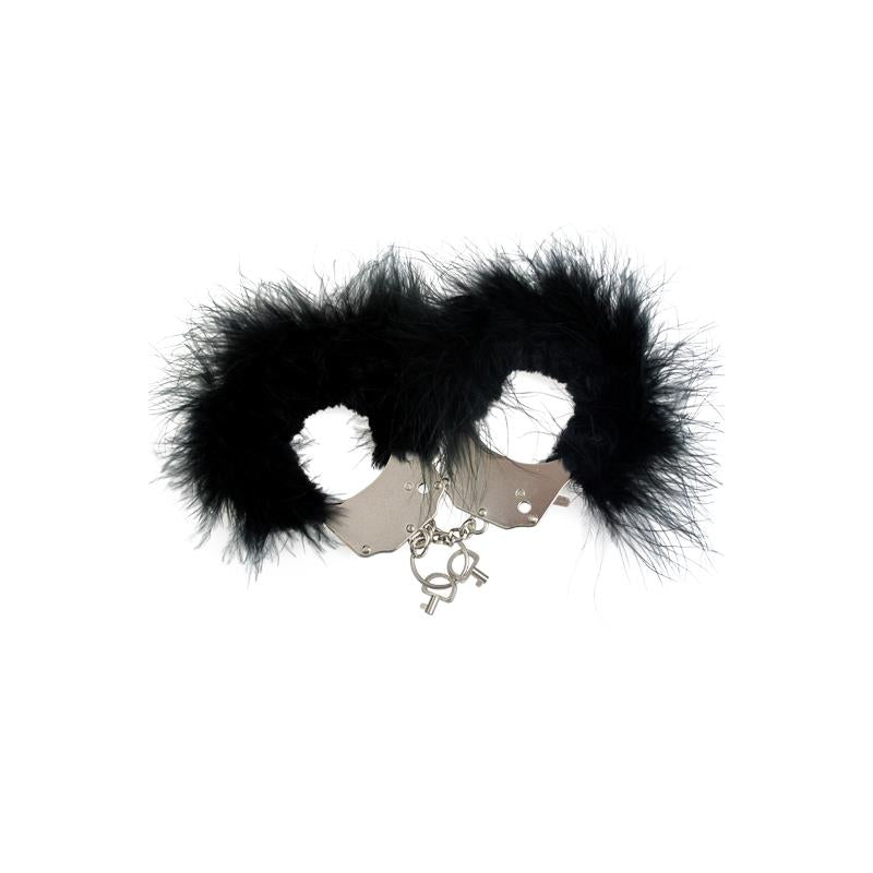 ADRIEN LASTIC - CUFFS METAL AND FEATHERS BLACK