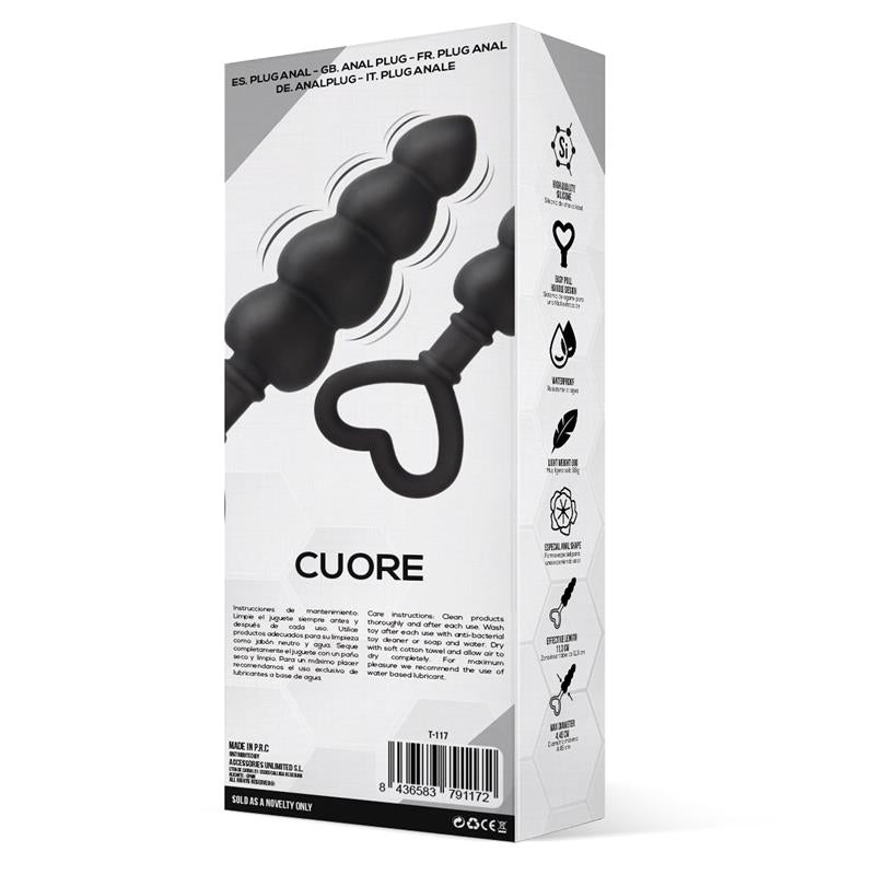 TARDENOCHE - CUORE ANAL PLUG SILICONE BLACK