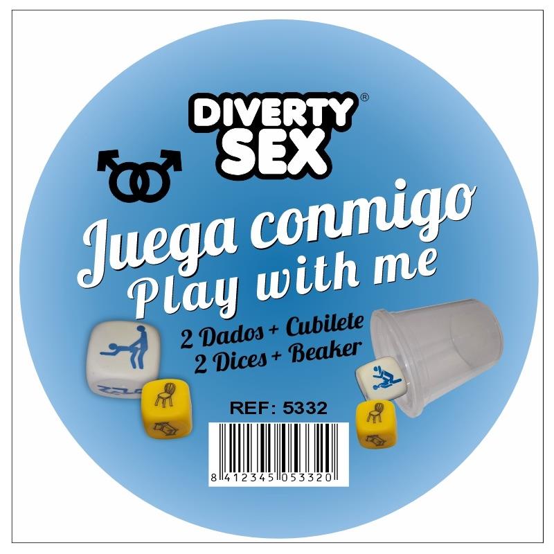 DIVERTY SEX - CUBILETE CON 2 MINI DADOS DE POSICIONES Y LUGARES