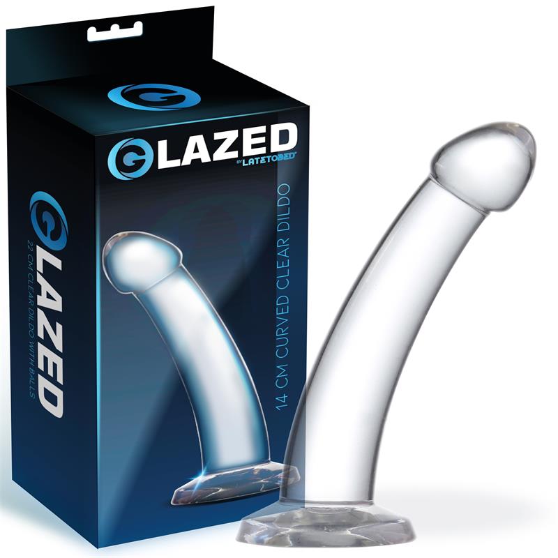 GLAZED - CURVED DILDO CRYSTAL MATERIAL 14 CM