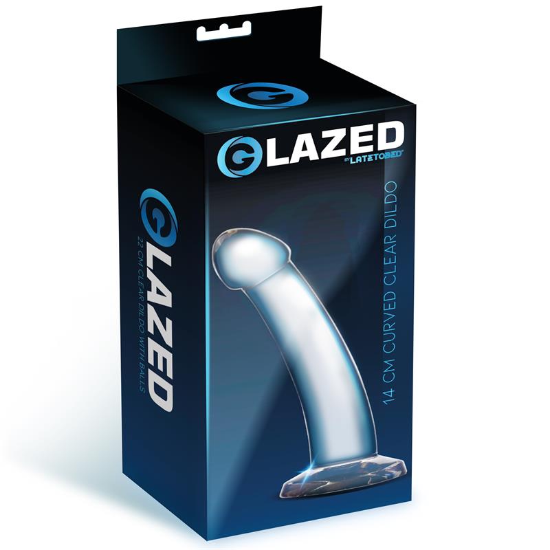 GLAZED - CURVED DILDO CRYSTAL MATERIAL 14 CM