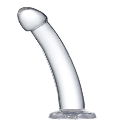 GLAZED - CURVED DILDO CRYSTAL MATERIAL 16 CM