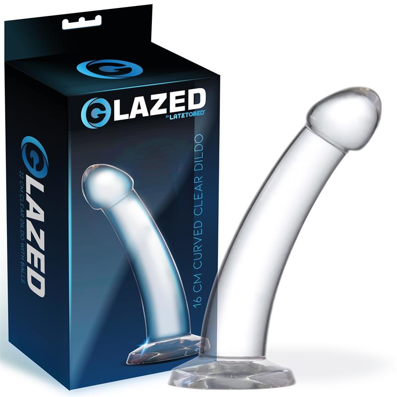 GLAZED - CURVED DILDO CRYSTAL MATERIAL 16 CM