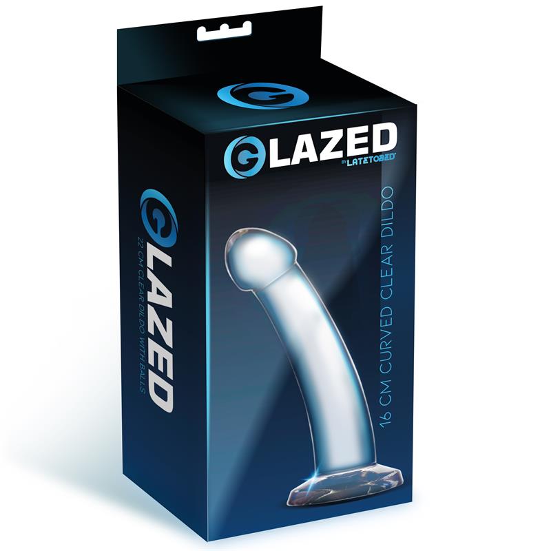 GLAZED - CURVED DILDO CRYSTAL MATERIAL 16 CM