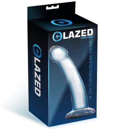 GLAZED - CURVED DILDO CRYSTAL MATERIAL 18 CM