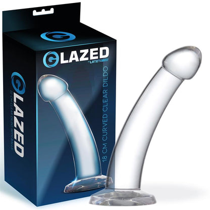GLAZED - CURVED DILDO CRYSTAL MATERIAL 18 CM