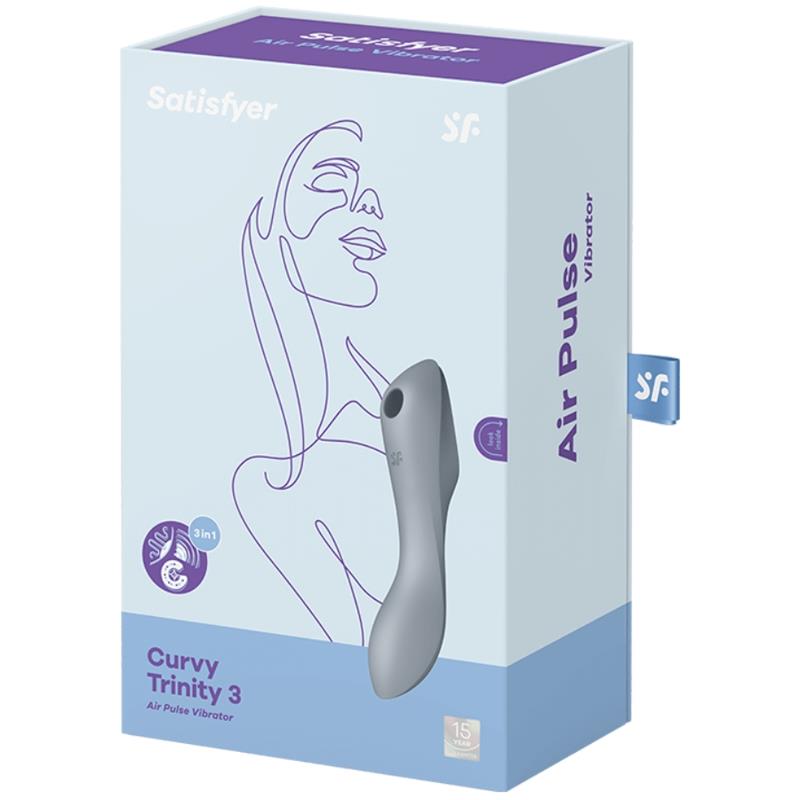 SATISFYER - CURVY TRINITY 3 VIBE AND CLITORIS SUCKER TRIPLE STIMULATION BLUEGRAY