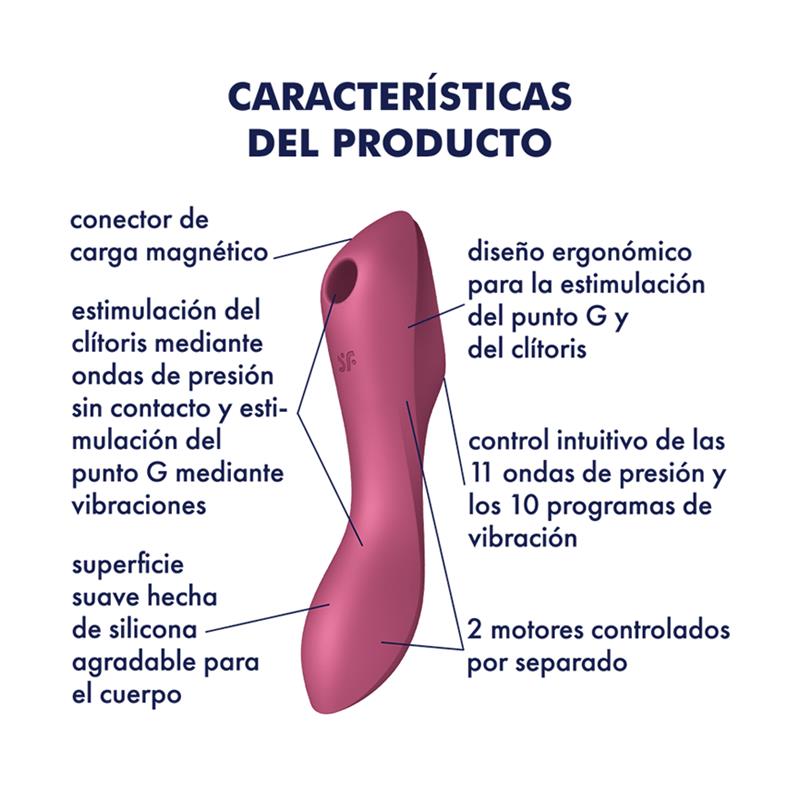SATISFYER - CURVY TRINITY 3 VIBE AND CLITORIS SUCKER TRIPLE STIMULATOR USB RED