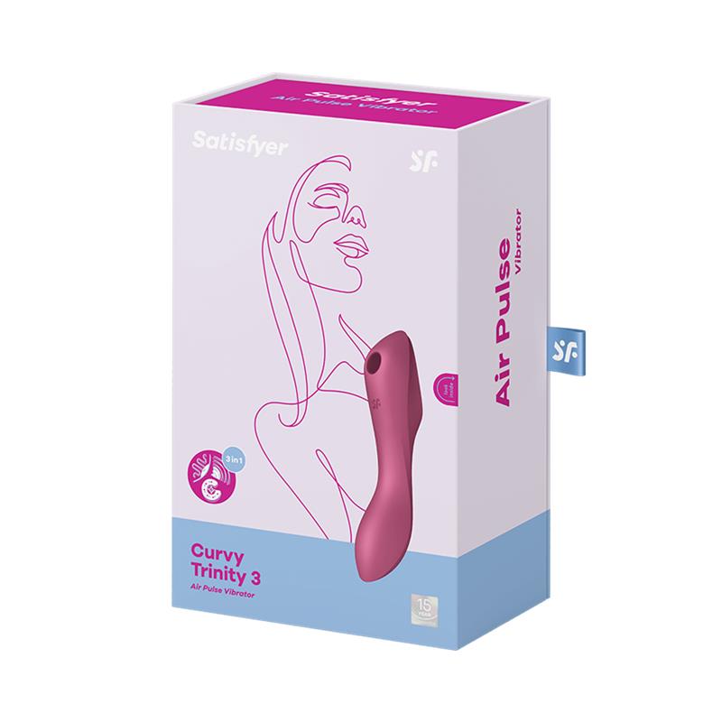 SATISFYER - CURVY TRINITY 3 VIBE AND CLITORIS SUCKER TRIPLE STIMULATOR USB RED