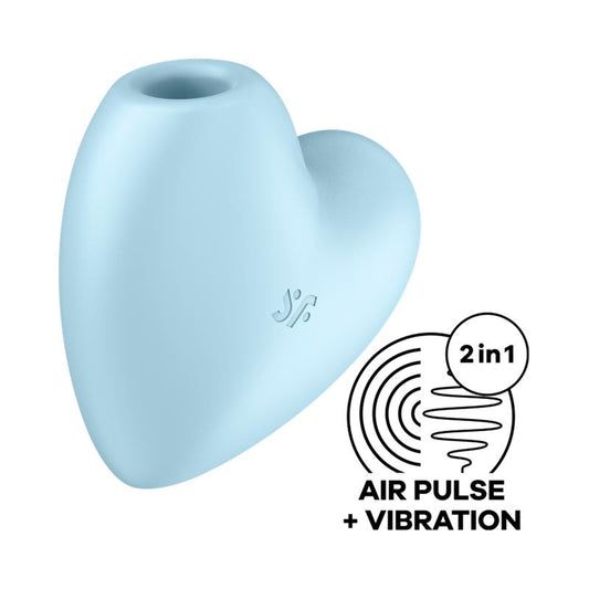SATISFYER - CUTIE HEART CLITORIS SUCKER AND VIBE BLUE