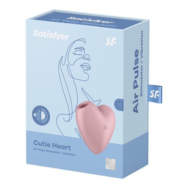 SATISFYER - STIMULATEUR CLITORIDIEN CUTIE HEART ET VIBRATEUR ROSE
