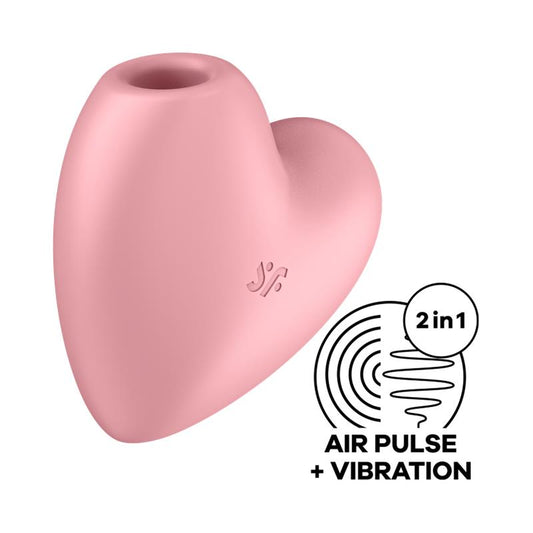 SATISFYER - CUTIE HEART CLITORIS SUCKER AND VIBE PINK