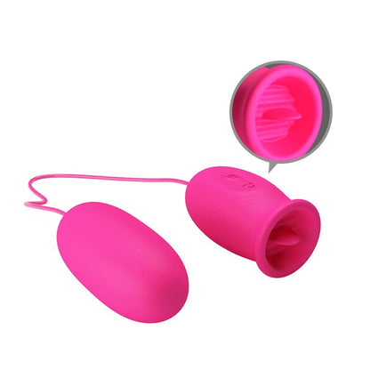 PRETTYLOVE - DAISY VIBRATING EGG WITH LICKING TONGUE PINK