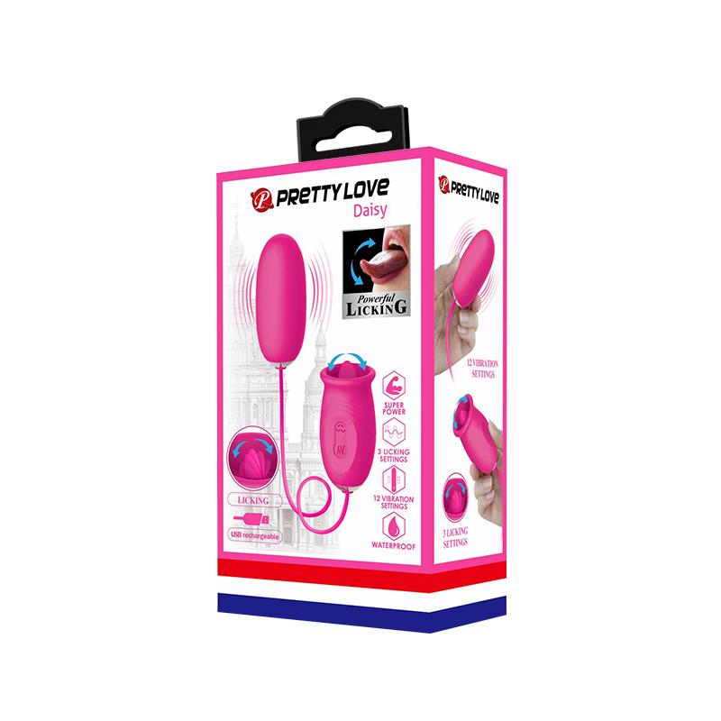 PRETTYLOVE - DAISY VIBRATING EGG WITH LICKING TONGUE PINK
