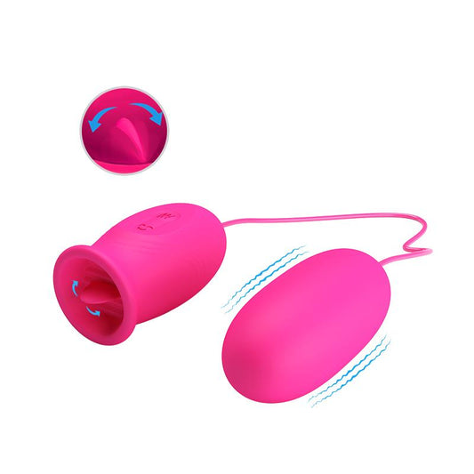 PRETTYLOVE - DAISY VIBRATING EGG WITH LICKING TONGUE PINK