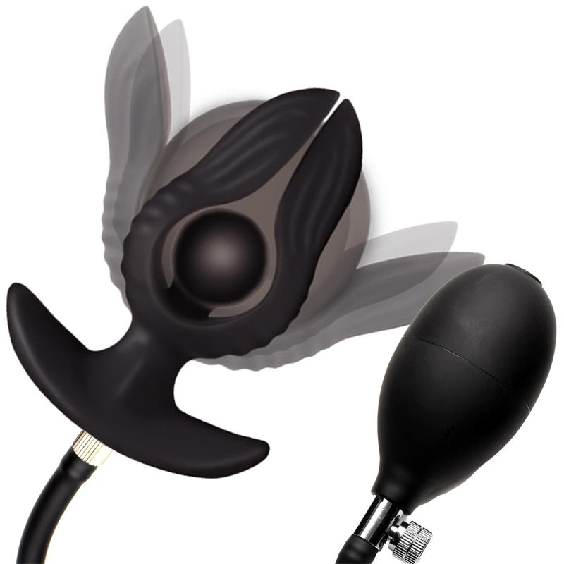 MASTER SERIES - DARK PEARL INFLATABLE VIBRATING BUTT PLUG WITH REMOTE
