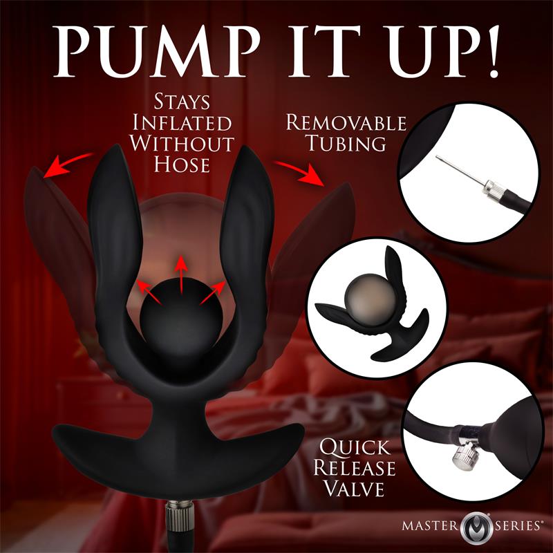MASTER SERIES - DARK PEARL INFLATABLE VIBRATING BUTT PLUG WITH REMOTE
