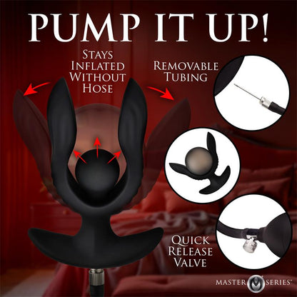 MASTER SERIES - DARK PEARL INFLATABLE VIBRATING BUTT PLUG WITH REMOTE
