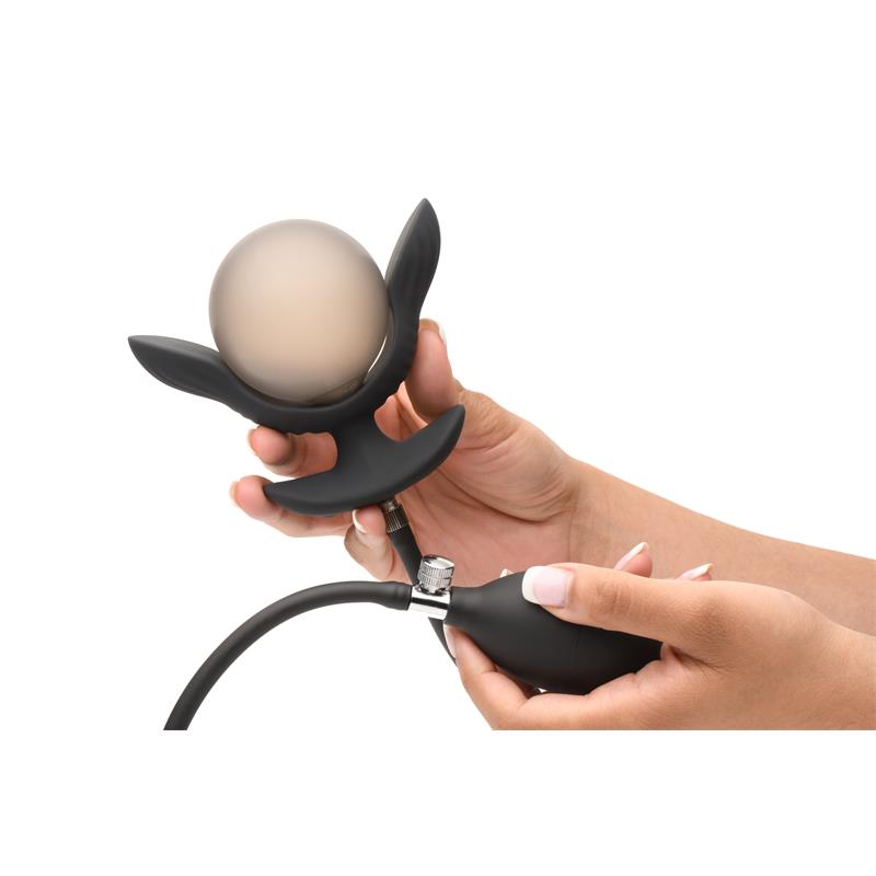 MASTER SERIES - DARK PEARL INFLATABLE VIBRATING BUTT PLUG WITH REMOTE
